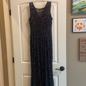Long sparkly navy blue dress, MARINA